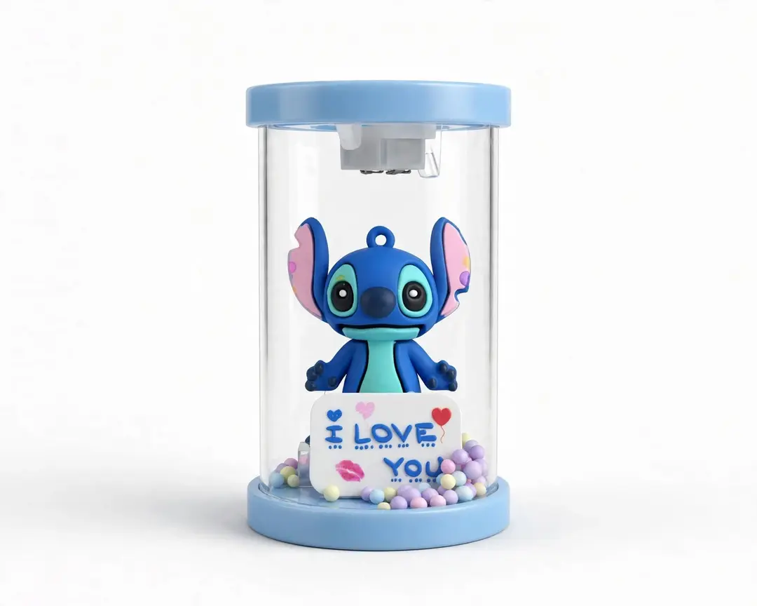 Stitch Light-up Display Jar with I Love You Card