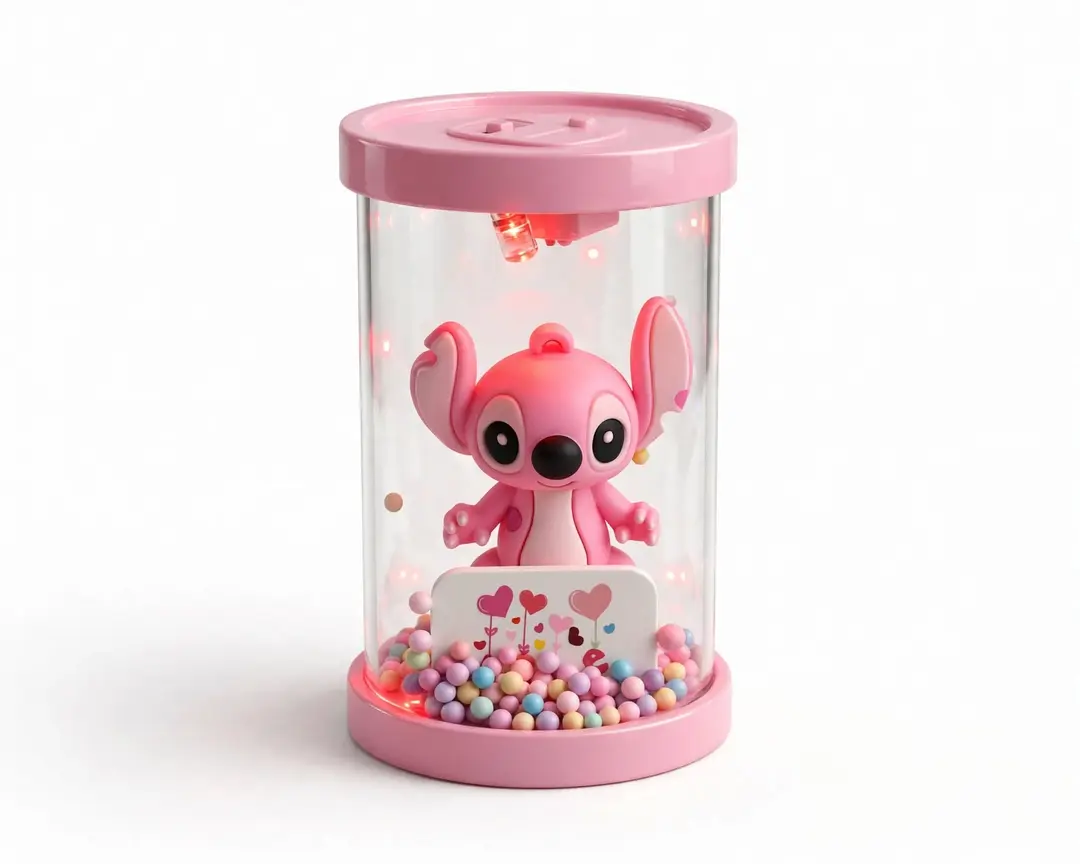 Stitch Light-up Display Jar with I Love You Card